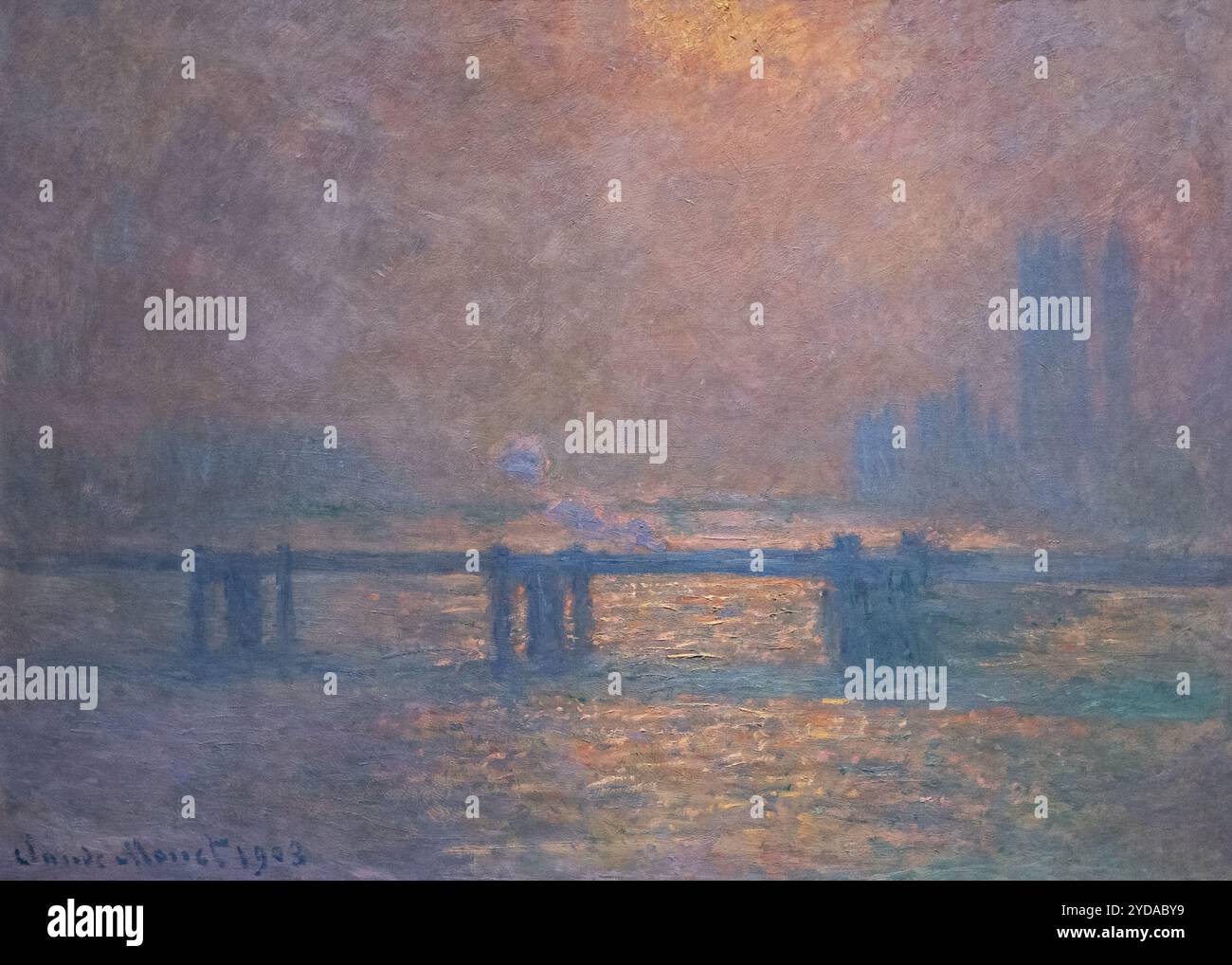 Claude Monet Malerei, Charing Cross Bridge, die Themse. 1903. Impressionismus. Impressionistische Malerei, Anfang des 20. Jahrhunderts, Monet London. Stockfoto