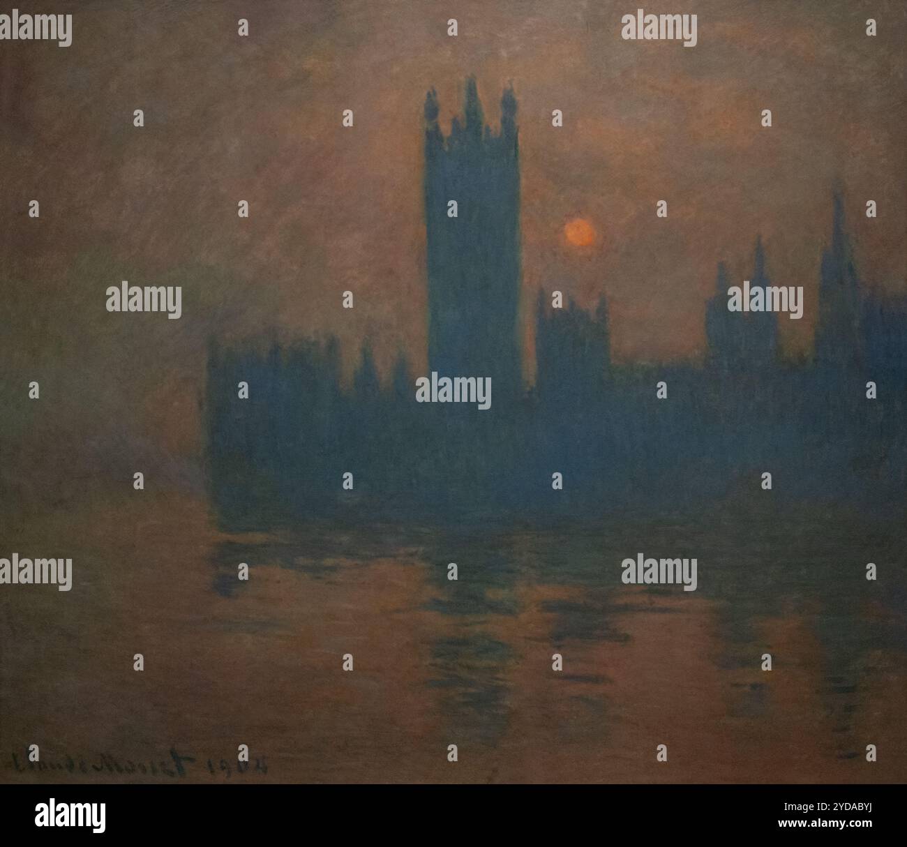 Claude Monet Malerei, die Häuser des Parlaments, Sonnenuntergang. 1904, Öl auf Leinwand. Französische impressionistische Gemälde River Thames, London, 1900er Jahre Stockfoto