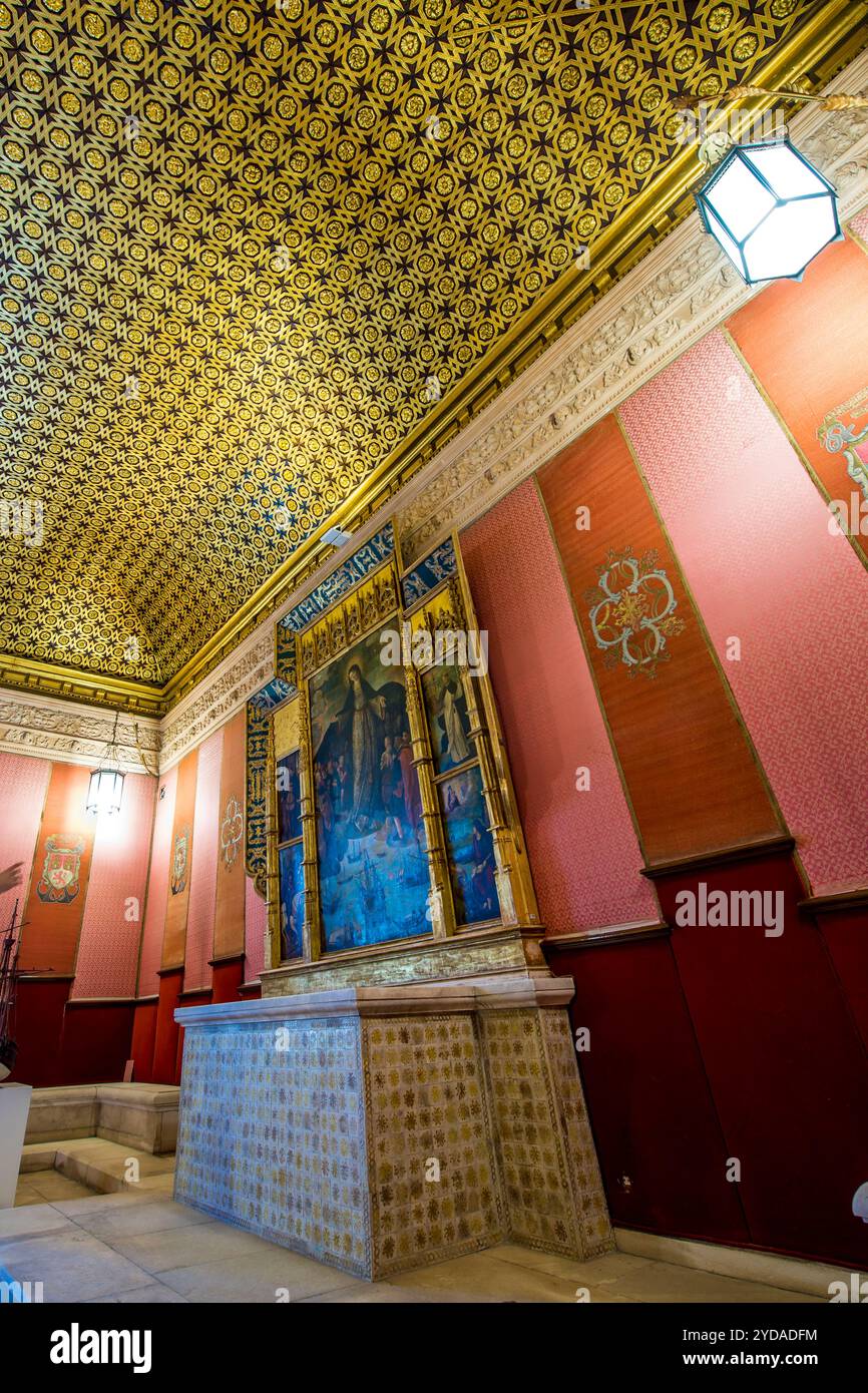 Das Museum im 10. Jahrhundert Real Alcazar (Königspalast), UNESCO-Weltkulturerbe, Sevilla, Andalusien, Spanien. Stockfoto