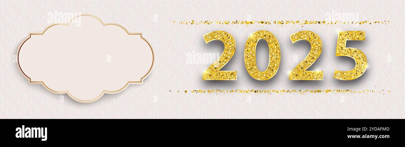 Einladungsbanner mit Emblem und Text 2025. EPS 10-Vektordatei. Stockfoto