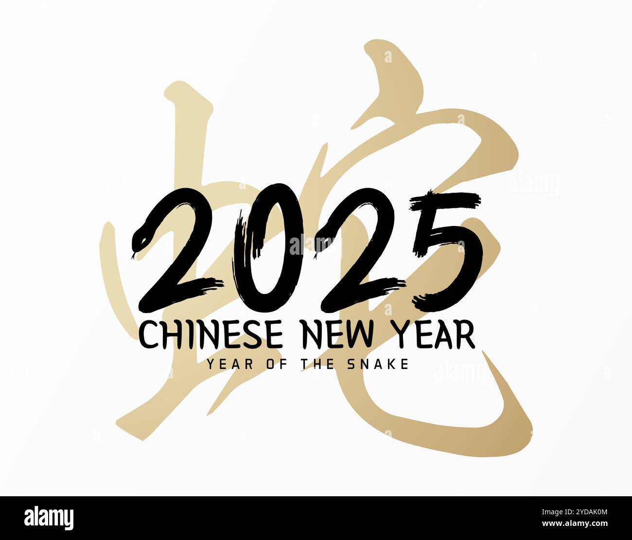 Chinesisches Neujahr 2025 Jahr der Schlange Design Illustration. Vektorhintergrund und kalligraphische Zahlen mit Schlangenbanner. Grußkarte mit chinesisch Stock Vektor