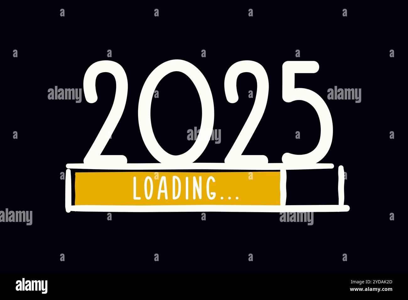 2025 Statusbalkensymbol wird geladen – Vektorgrafik für Neujahr mit Download-Bildschirm und -Nummer. Frohes neues Jahr! Stock Vektor