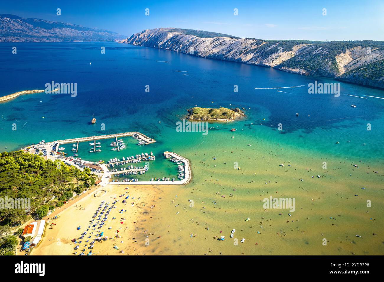 San Marino Strand in Lopar auf der Insel Rab aus der Vogelperspektive Stockfoto