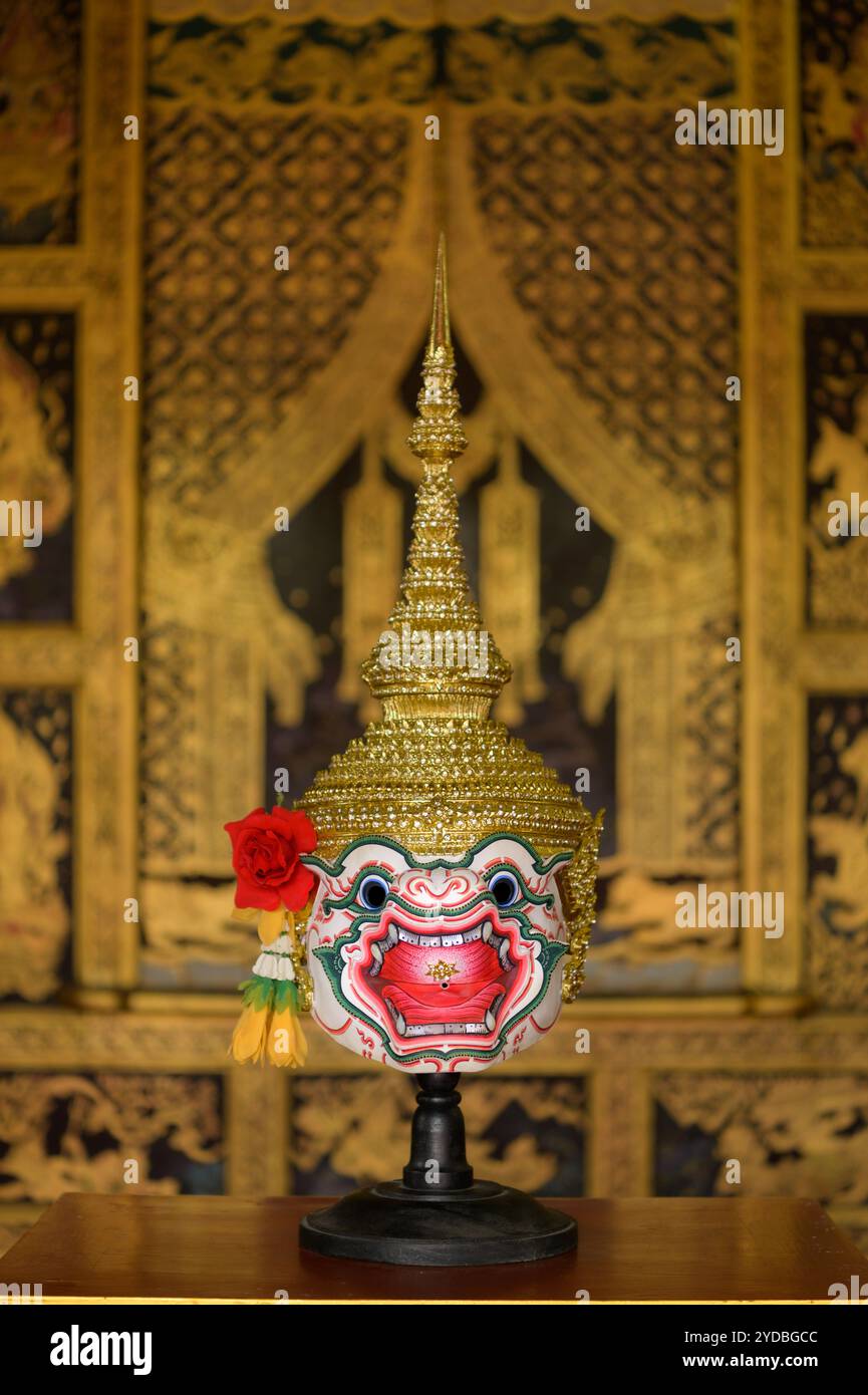 Khon ist ein klassischer Thai-Tanz in Maske. Das ist die Maske eines Schauspielers Stockfoto