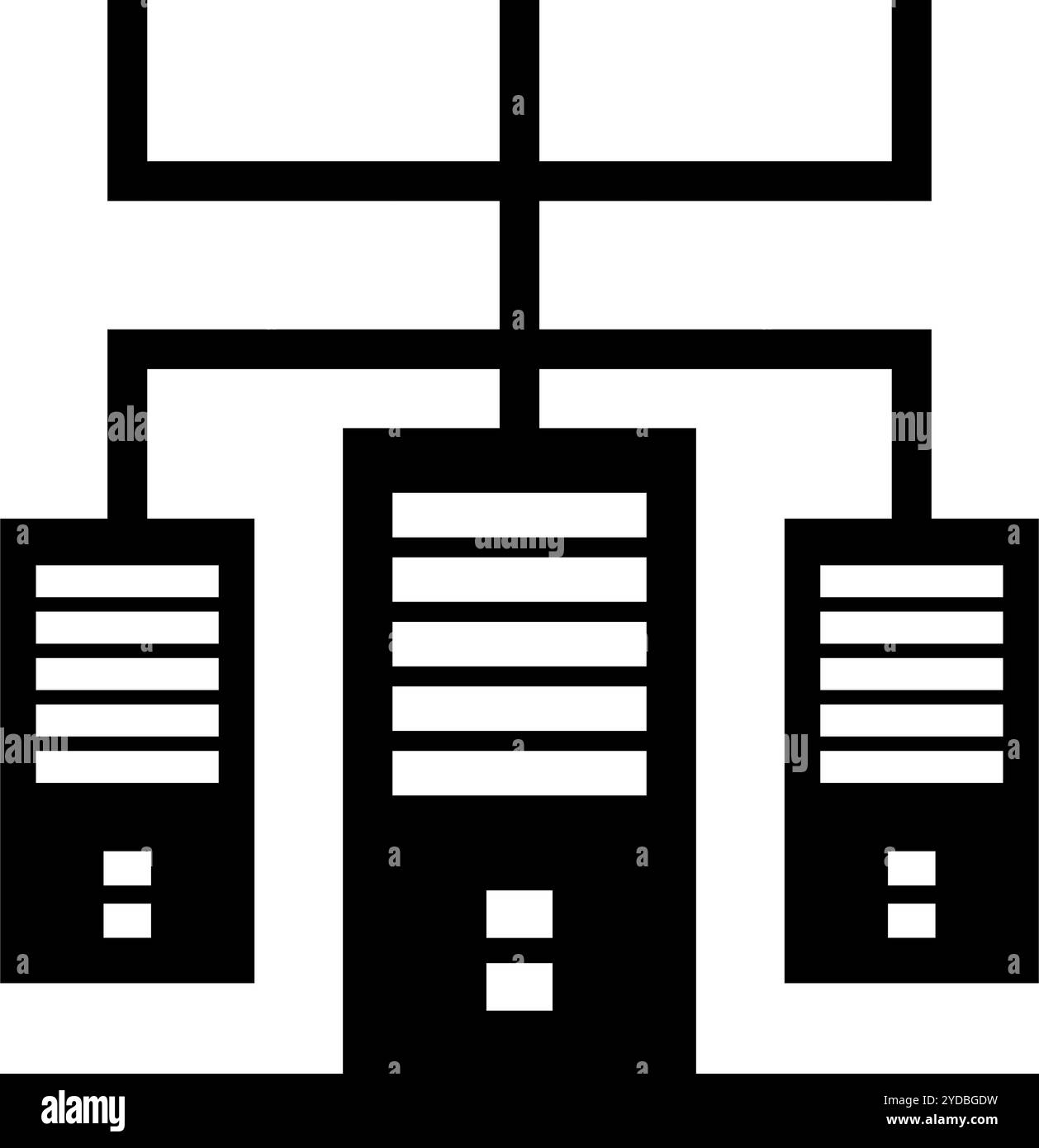 Silhouette des verbundenen Servers. Editierbarer Vektor. Stock Vektor