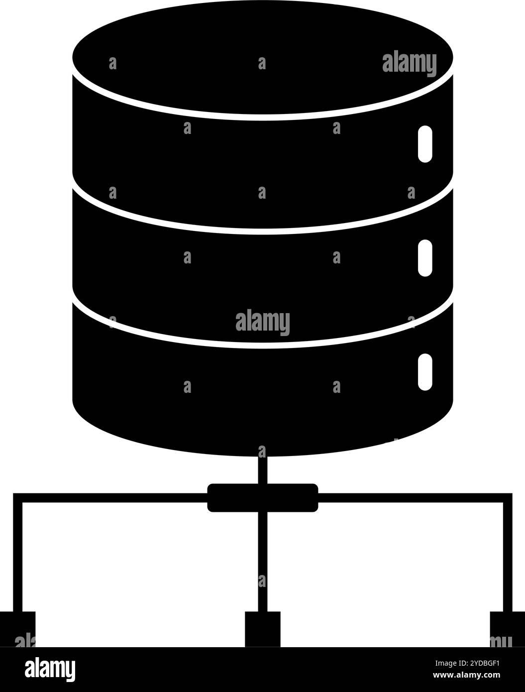 Symbol für die Silhouette eines einfachen verbundenen Servers. Editierbarer Vektor. Stock Vektor