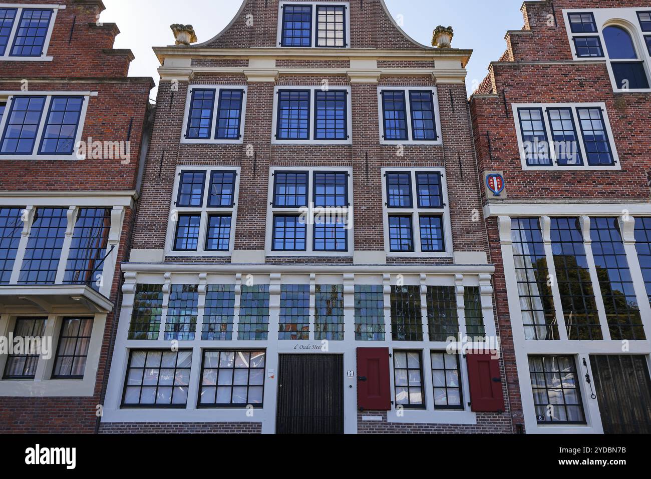 Historische Stufengiebelhäuser im historischen Zentrum von Hoorn, Provinz Nordholland, Westfriesland, Niederlande Stockfoto