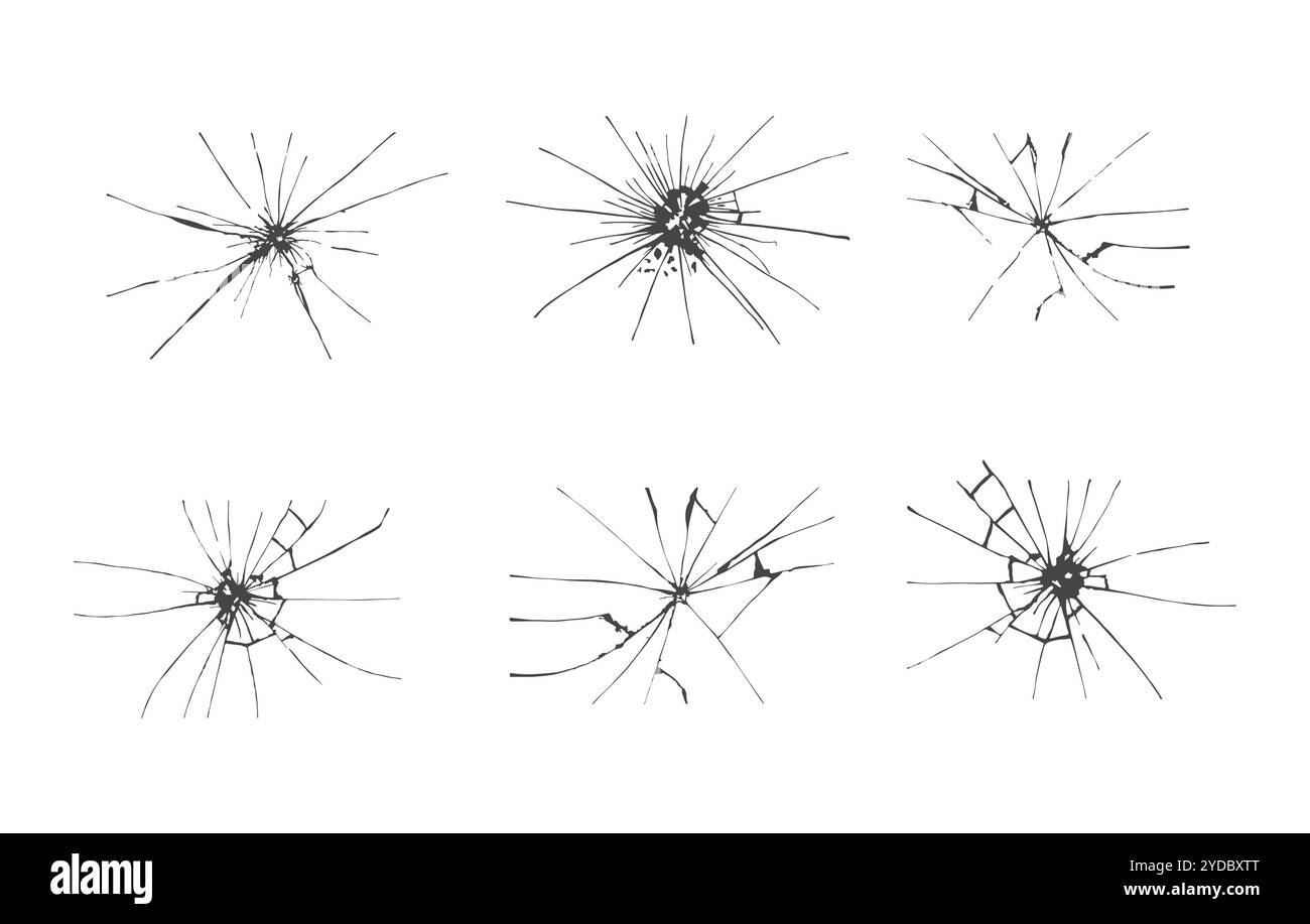 Gebrochene Glasvektoren, gebrochene Glasvektoren, gebrochene Glassilhouette, gebrochene Glassilhouette, gebrochenes Glas Clipart, Vektorsatz für gebrochenes Glas. Stock Vektor