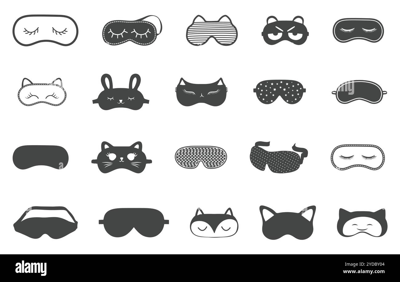 Augen Schlafmaske Vektoren, Augen Schlafmaske Silhouette, Schlafmaske Silhouette, Schlafmaske Vektoren, Schlafmaske Clipart Stock Vektor