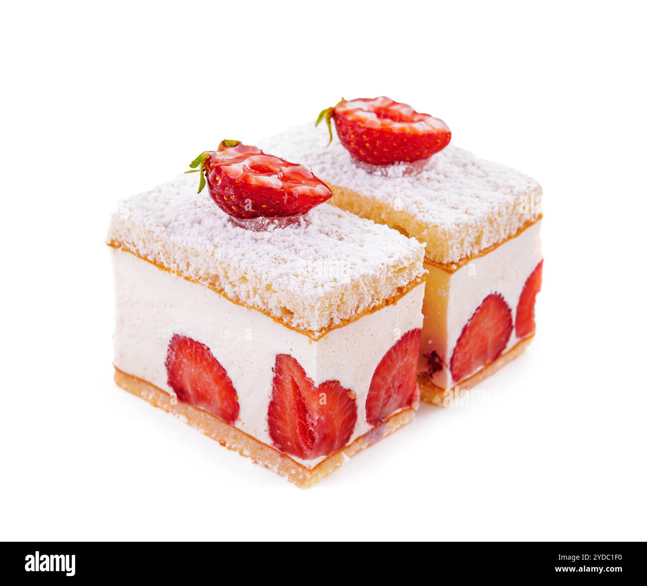 Stück Käsekuchen Mascarpone und frische Erdbeeren Stockfoto