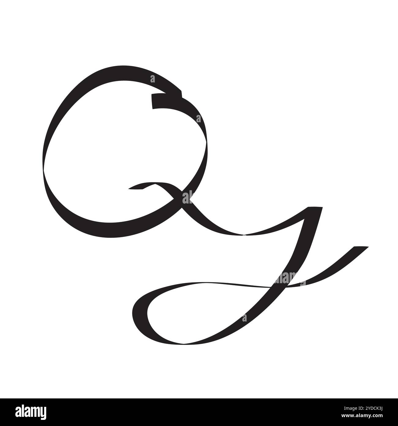 QJ Monogramm Letter Initial Cursive Hand geschriebene Kalligraphie für Logo Marke Stock Vektor