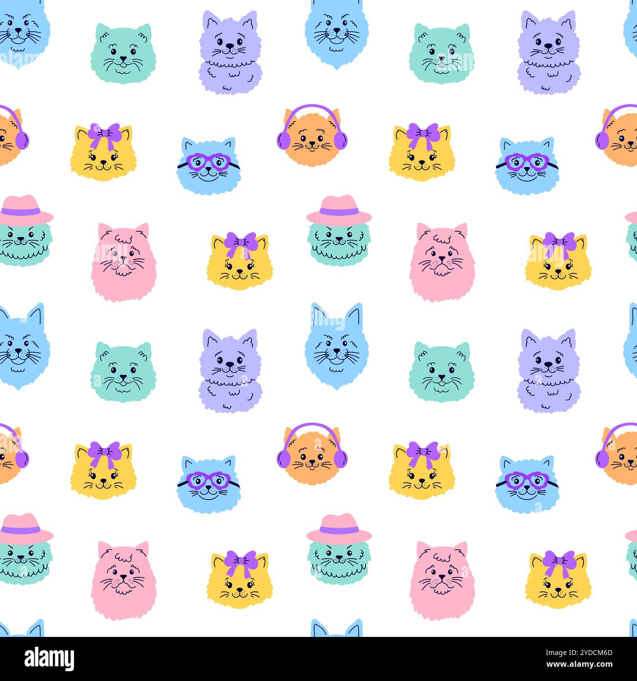Nahtloses Muster mit Katzen-Gesichtern Stock Vektor