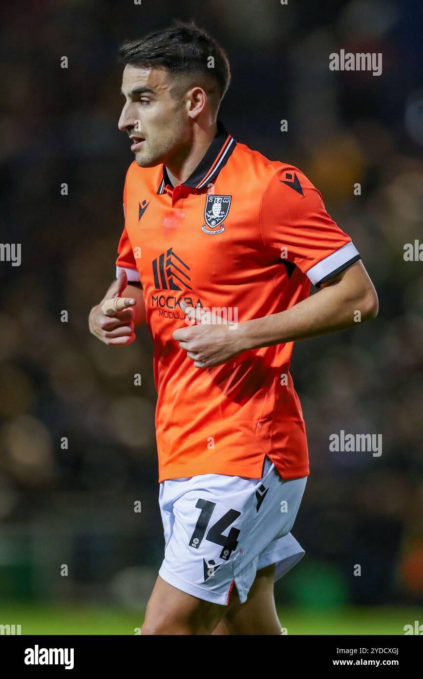 Sheffield Wednesday Defender Pol Valentin (14) während des Spiels Portsmouth FC gegen Sheffield Wednesday FC SKY Bet EFL Championship in Fratton Park, Portsmouth, England, Großbritannien am 25. Oktober 2024 Credit: Every Second Media/Alamy Live News Stockfoto