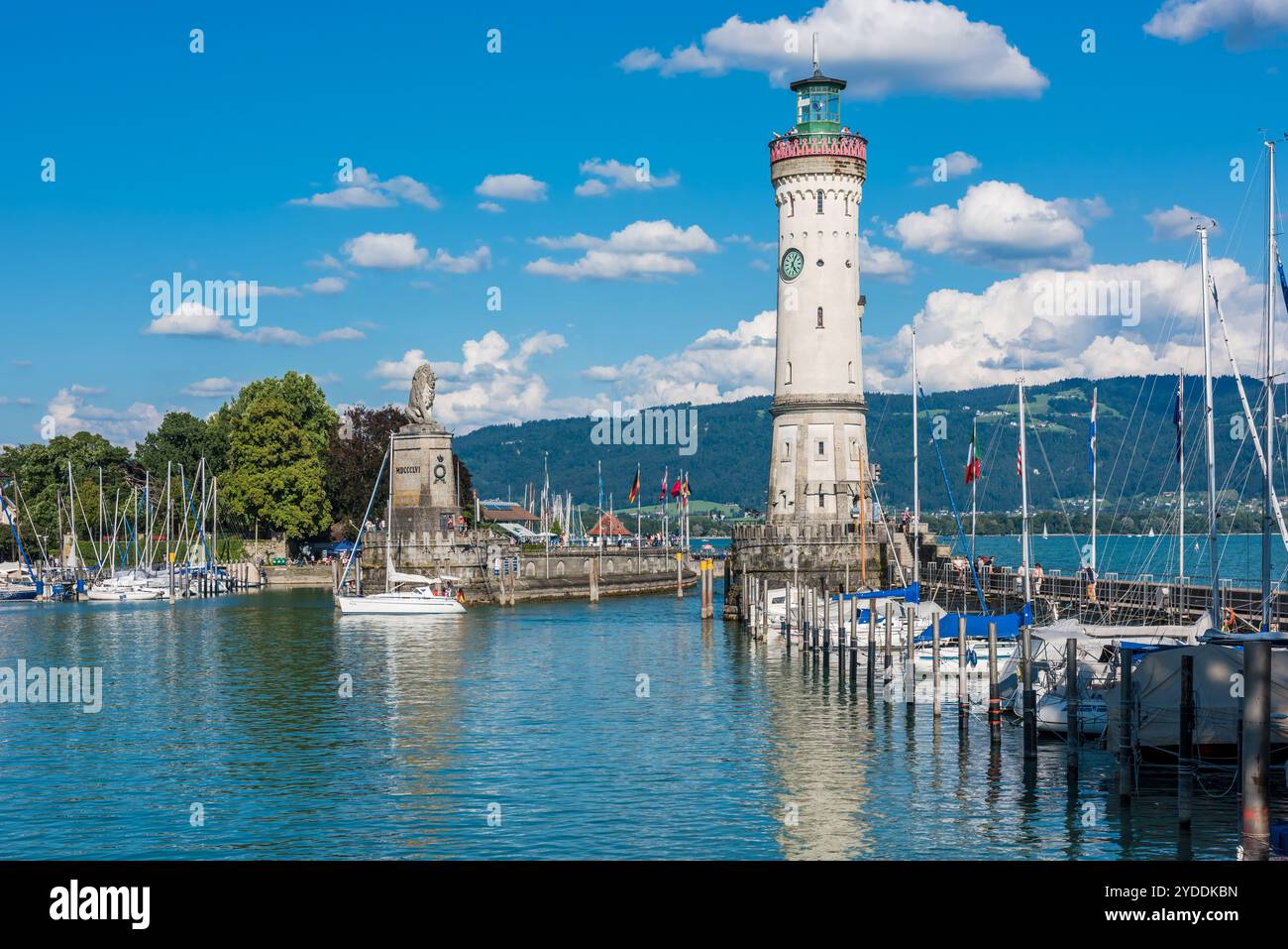 Leuchtturm von Lindau am Bodensee, Bodensee Stockfoto