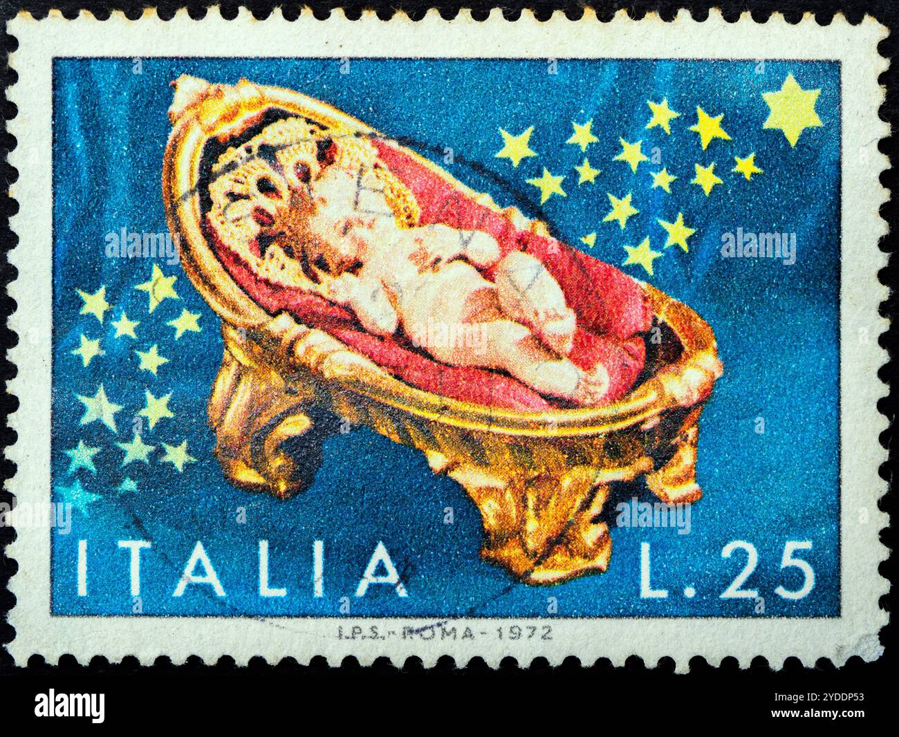 Baby Jesus - Weihnachten 1972 - italienische Briefmarke Stockfoto