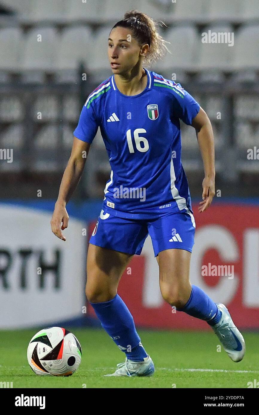 Rom, Italien. Oktober 2024. Emma Severini aus Italien wurde während der Freundschaftsspiele zwischen Italien und Malta im Stadio Tre Fontane in Aktion genommen. Endstand; Italien 5:0 Malta. Quelle: SOPA Images Limited/Alamy Live News Stockfoto