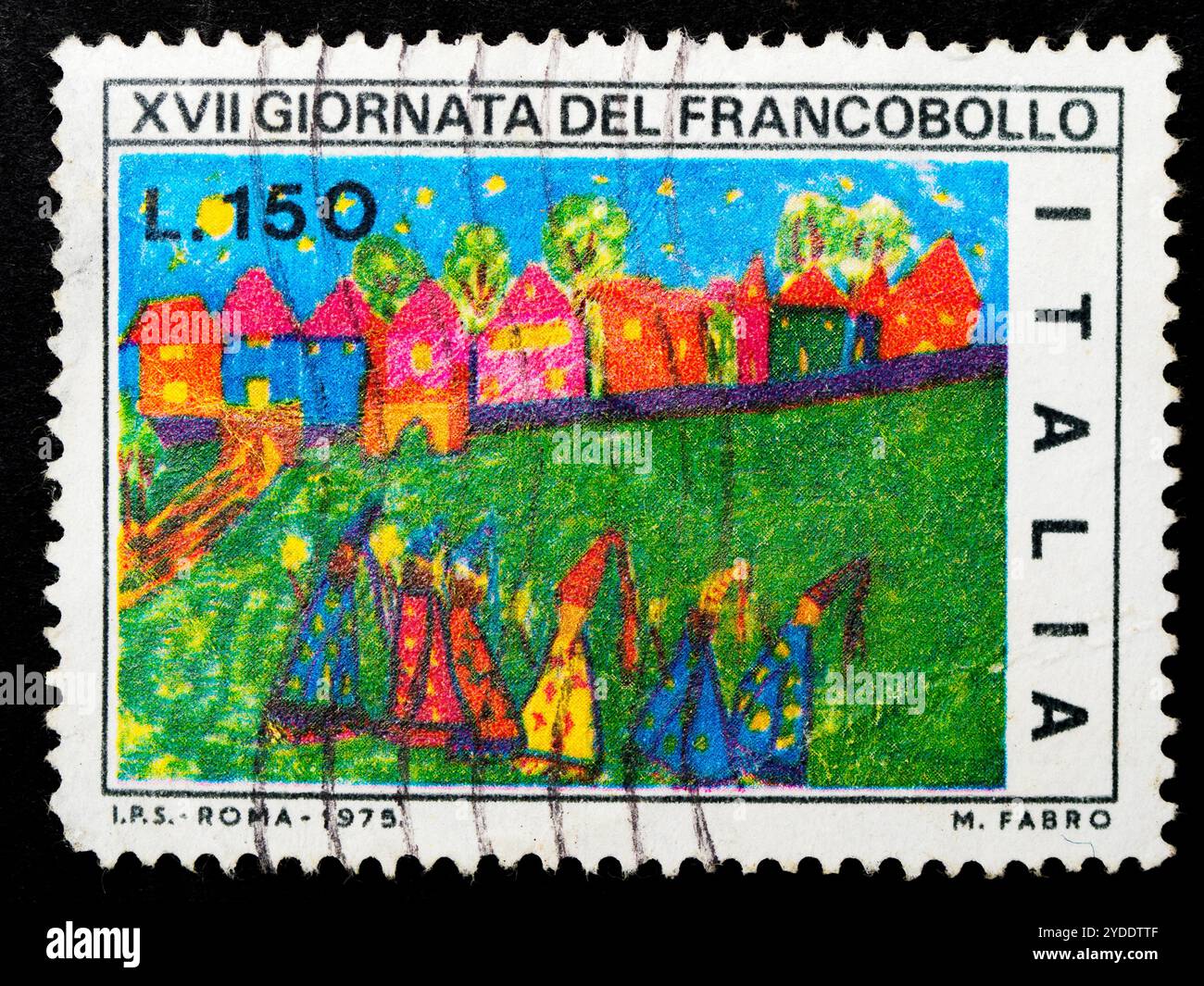 Landschaft - 17. Briefmarkentag 1975 - italienische Briefmarke Stockfoto