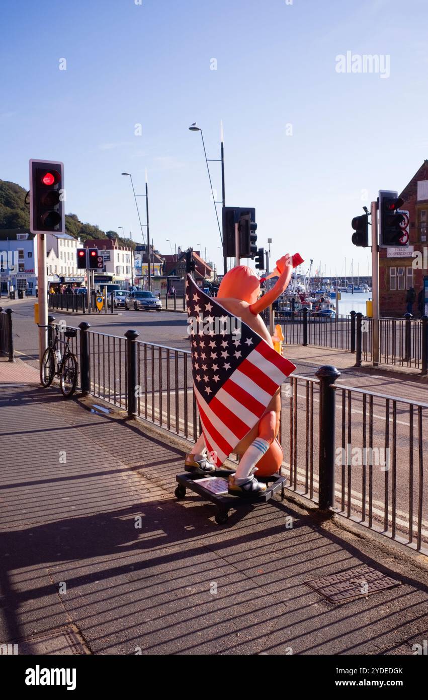 Eine amerikanische Hot Dog-Ausstellung von Geländern in Scarborough Stockfoto