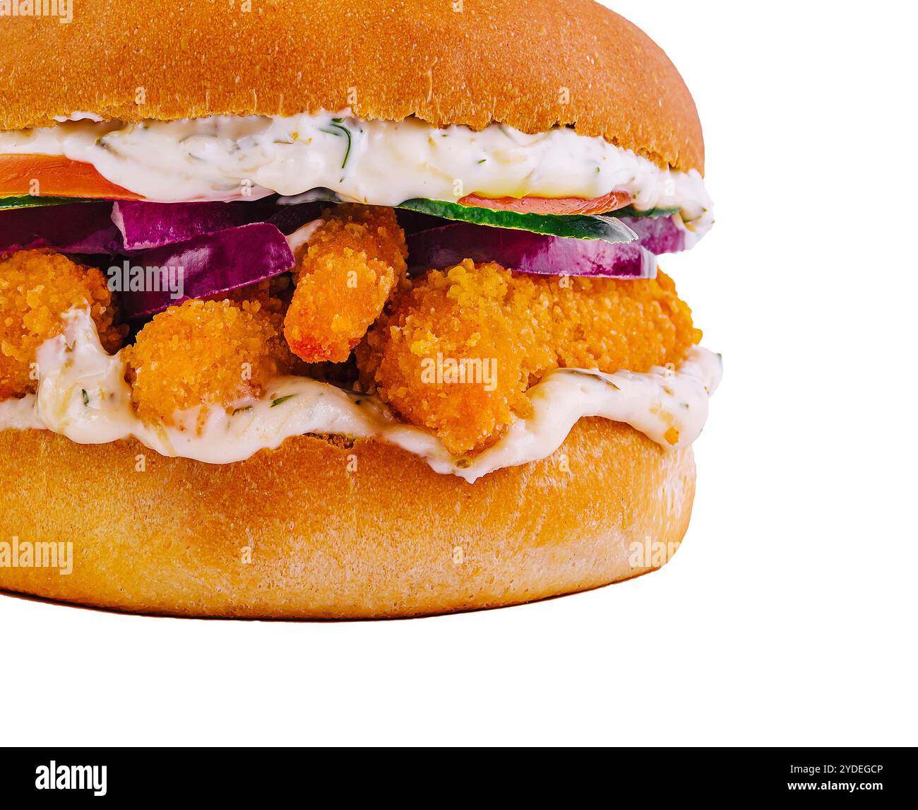 Amerikanischer Fisch Burger isoliert auf weiß Stockfoto