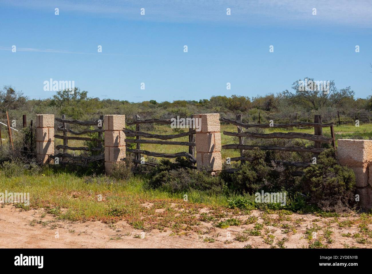Alter Hölzerner Rinderzaun Outback Australia Stockfoto