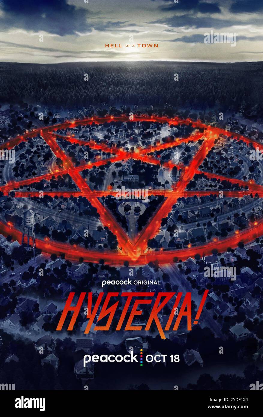 Hysterie! Poster Stockfoto