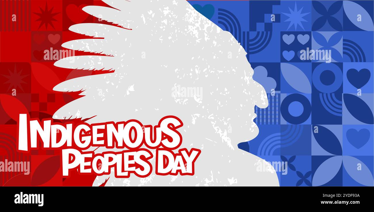 Tag der indigenen Völker - Banner, Karte Stock Vektor