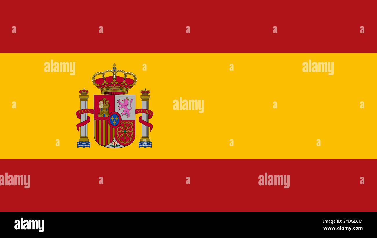 Flagge Spaniens, Format 16:9, Flagge Spaniens, Vektorbilder Stock Vektor