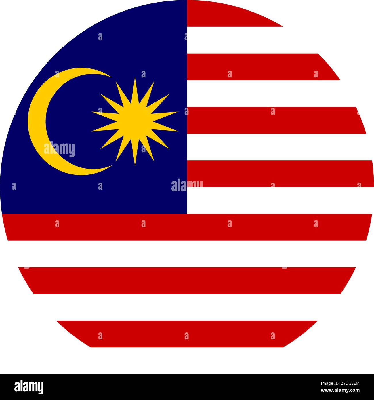 Malaysia Circle Flag, Circle Flag of Malaysia, Vektorbilder Stock Vektor