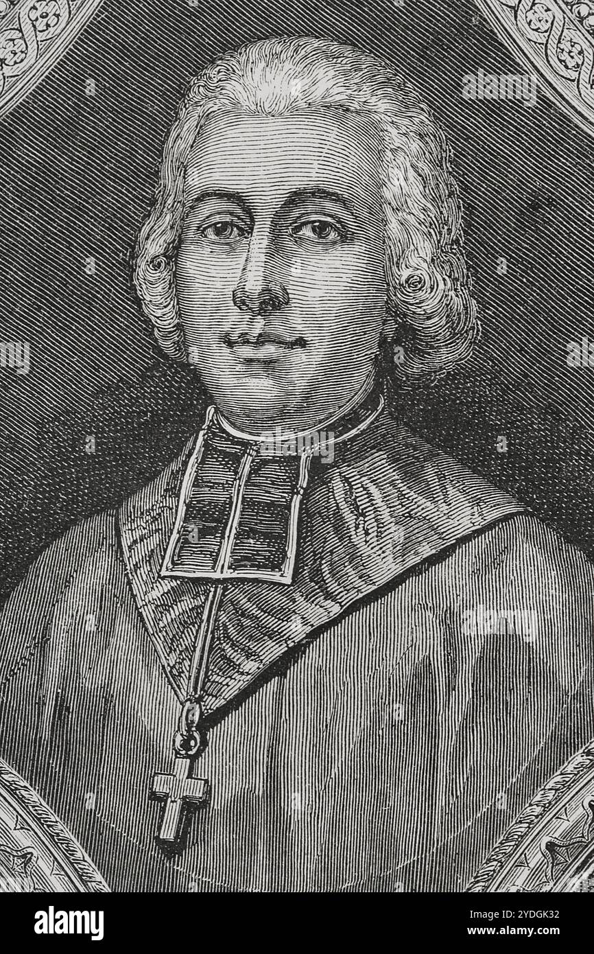 Charles Maurice de Talleyrand (Charles-Maurice de Talleyrand-Périgord) (1754-1838), Prinz von Talleyrand. Französischer säkularisierter Geistlicher, Staatsmann und Diplomat. 1779 wurde er zum Priester geweiht und 1788 zum Bischof von Autun ernannt. Während der Französischen Revolution hielt er sich an die Zivilverfassung des Klerus (1790) und verzichtete später auf das Priestertum, um ein säkulares Leben zu führen. 1789 wurde er zum stellvertretenden Klerus des Generalstabs gewählt. Präsident der verfassungsgebenden Nationalversammlung (16-27. Februar 1790). Französischer Botschafter im Vereinigten Königreich (1792-1793). Hochformat. Gravur. Stockfoto