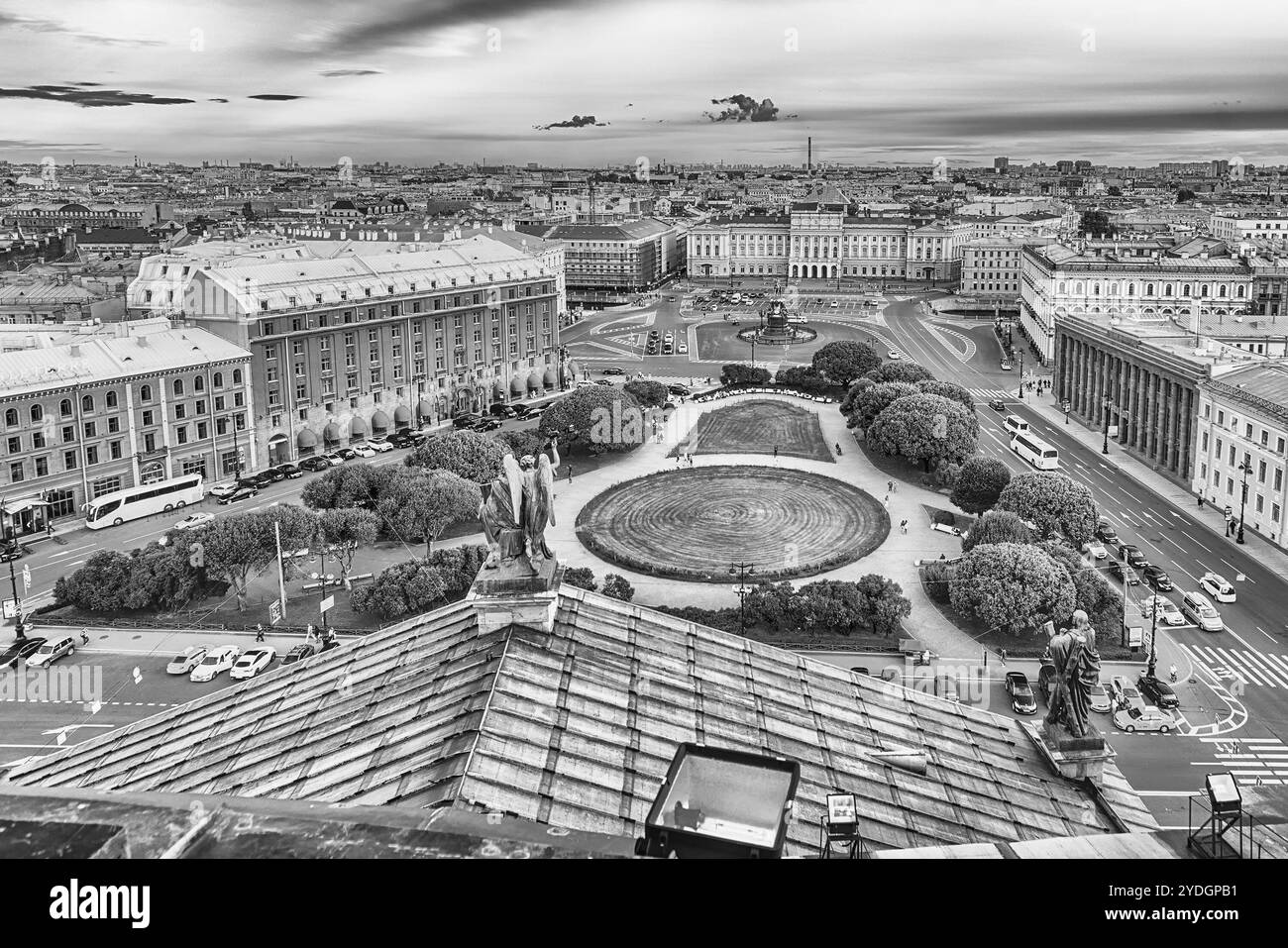 Panoramablick über St. Petersburg, Russland, von der Kuppel der Isaakskathedrale Stockfoto