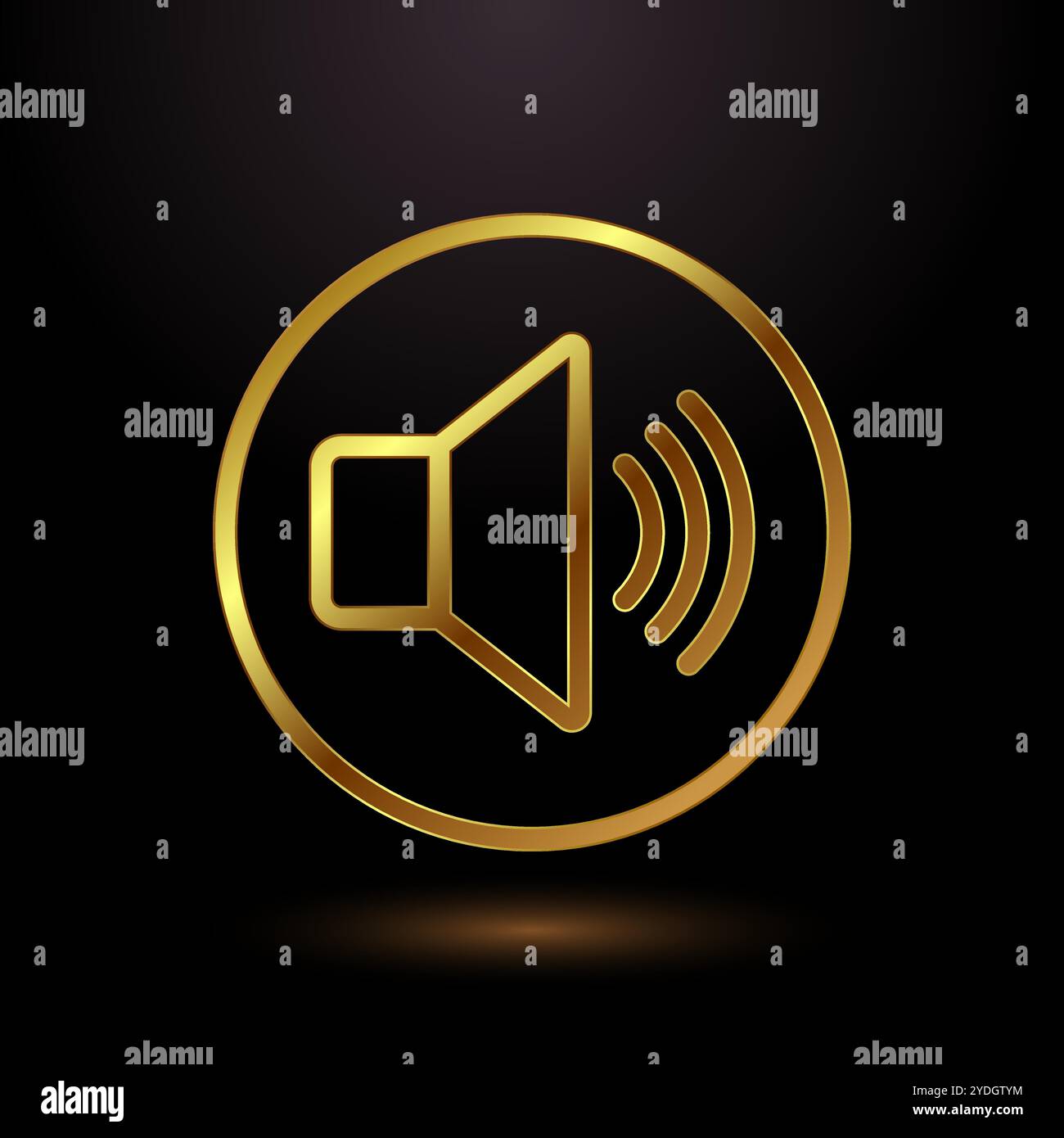 Volumensymbol-Design-Illustration, Sound-Symbol in goldfarbenem Stil Stock Vektor