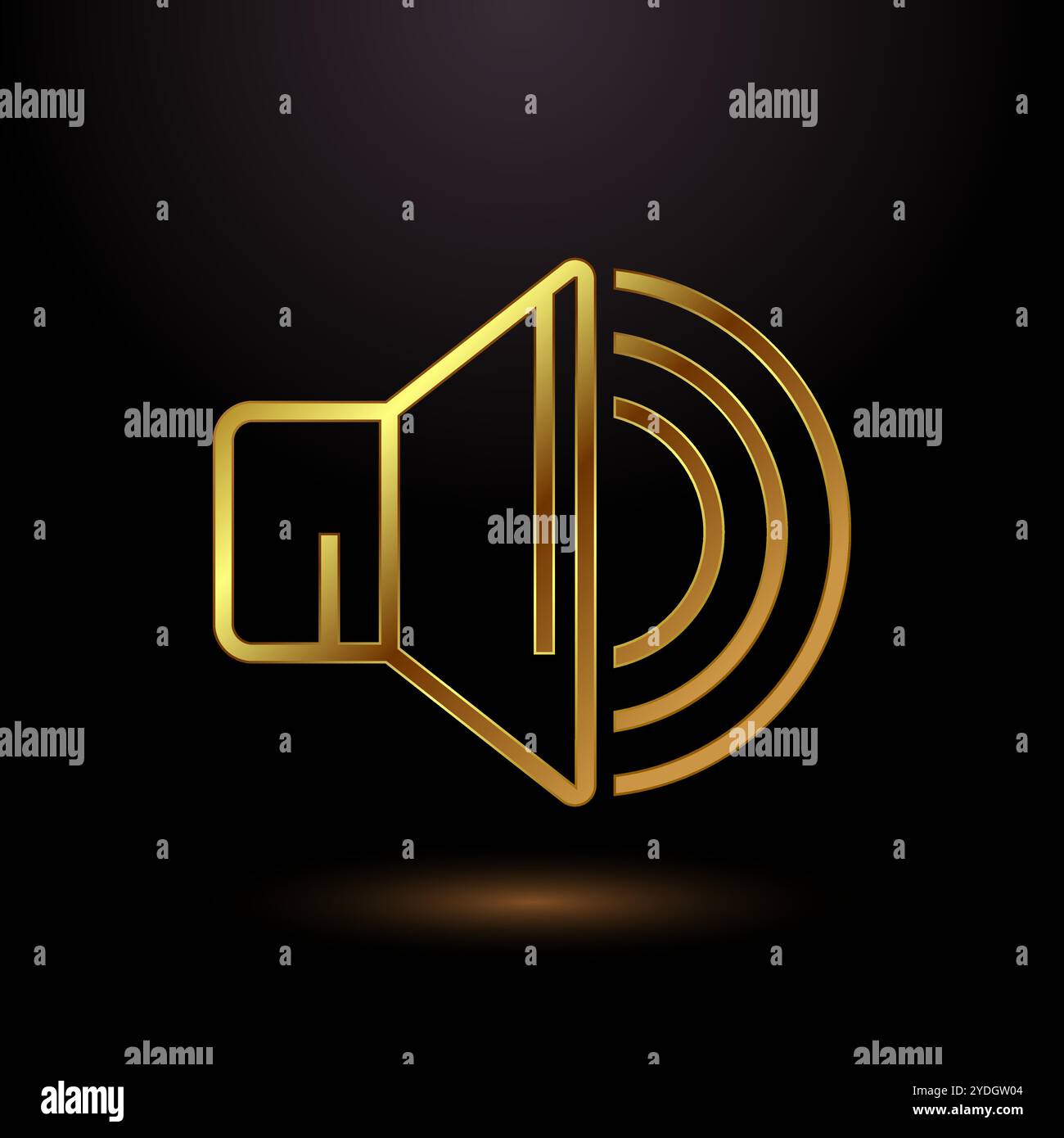Volumensymbol-Design-Illustration, Sound-Symbol in goldfarbenem Stil Stock Vektor