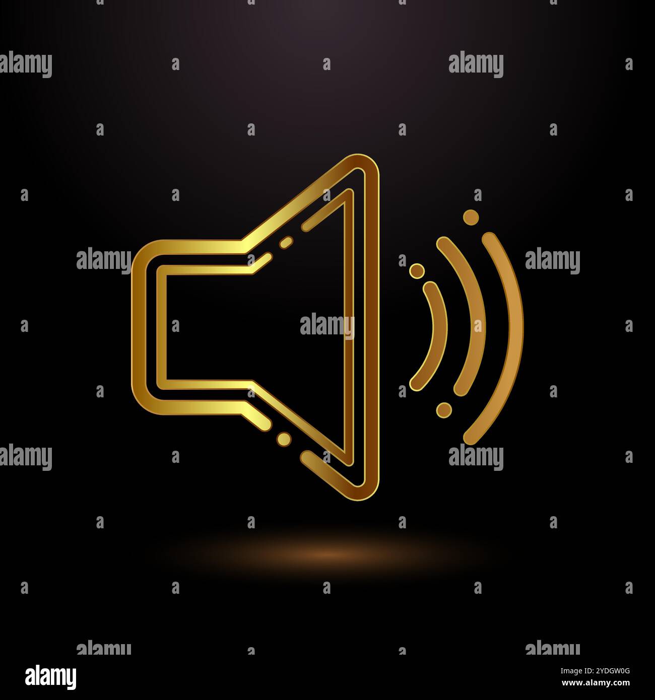 Volumensymbol-Design-Illustration, Sound-Symbol in goldfarbenem Stil Stock Vektor