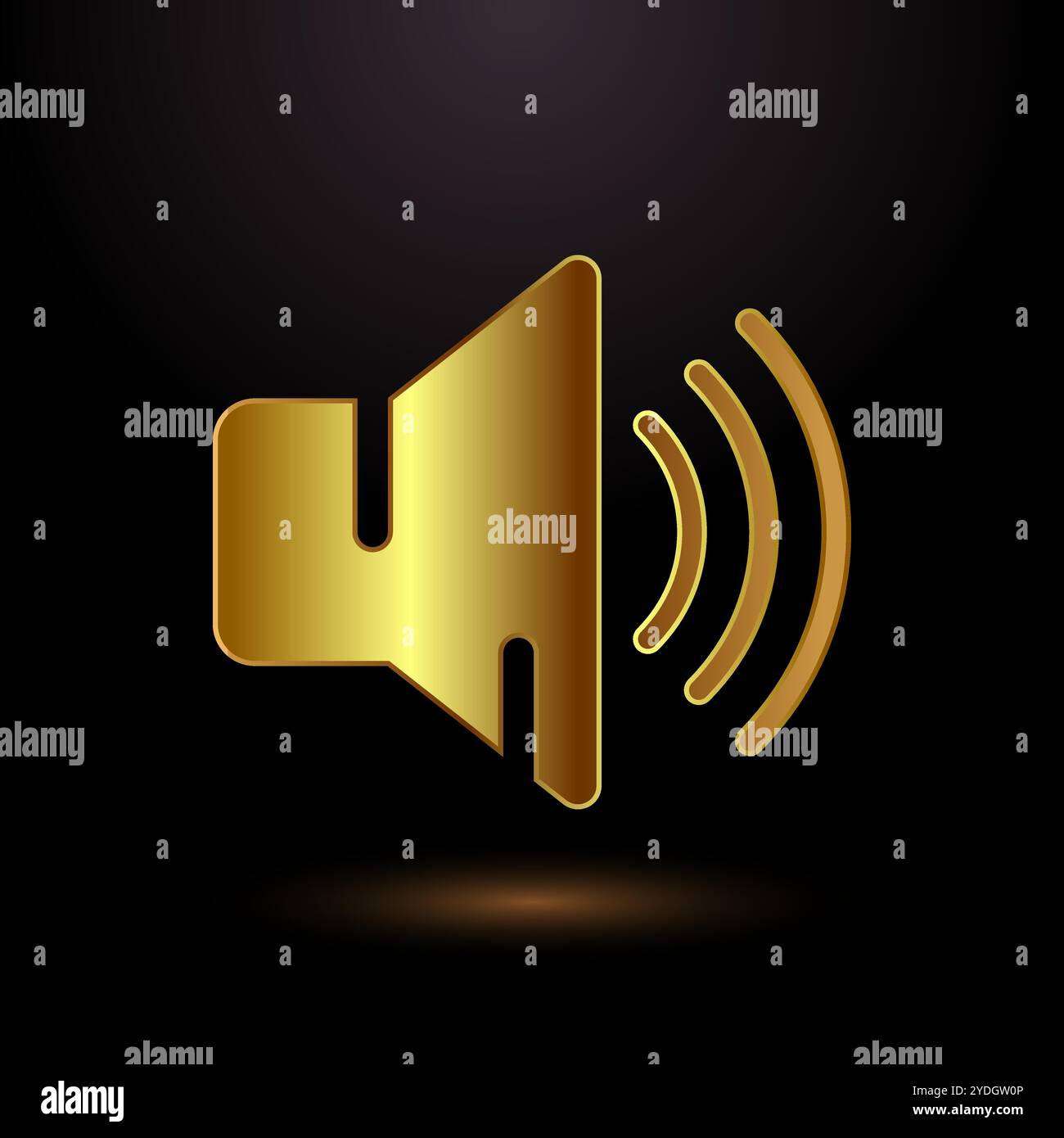 Volumensymbol-Design-Illustration, Sound-Symbol in goldfarbenem Stil Stock Vektor