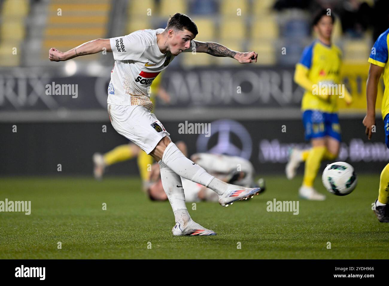 Sint Truiden, Belgien. Oktober 2024. Westerlos Alfie Devine wurde während eines Fußballspiels zwischen STVV und KVC Westerlo am Samstag, den 26. Oktober 2024 in Sint-Truiden, am 12. Tag der Saison 2024-2025 der ersten Liga der „Jupiler Pro League“ der belgischen Meisterschaft, in Aktion dargestellt. BELGA FOTO JOHAN EYCKENS Credit: Belga News Agency/Alamy Live News Stockfoto