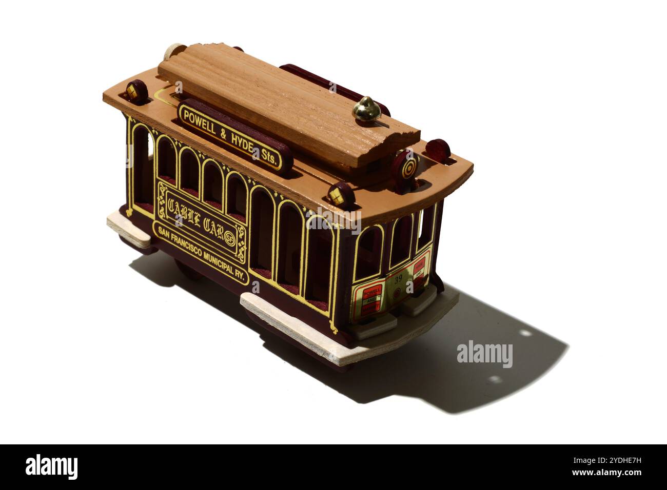 San Francisco Tram Souvenir auf weißem Hintergrund Stockfoto