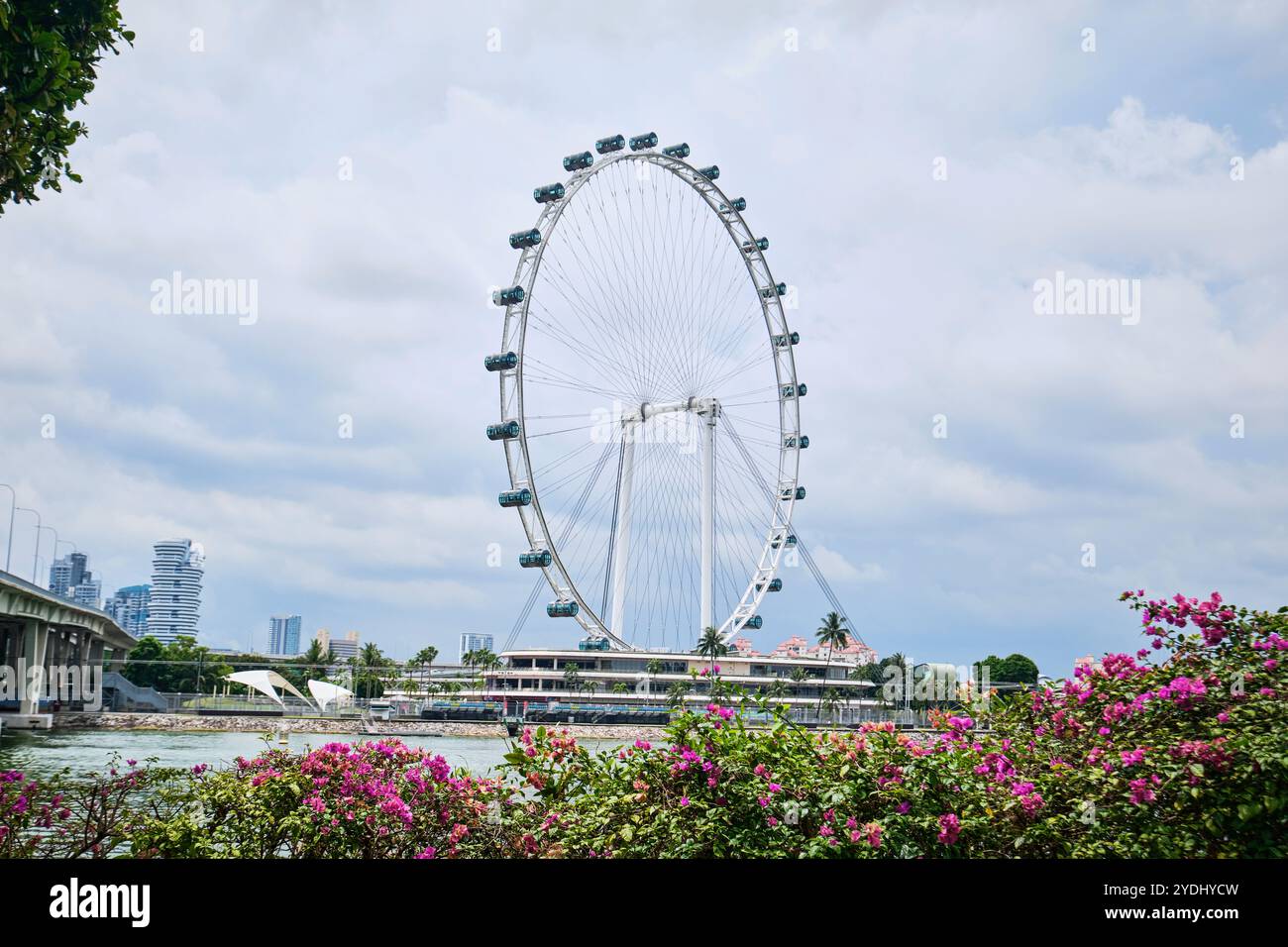 Singapur - 16. August 2024: Das Singapore Flyer Ferris Rad auf der Marina Bay Stockfoto