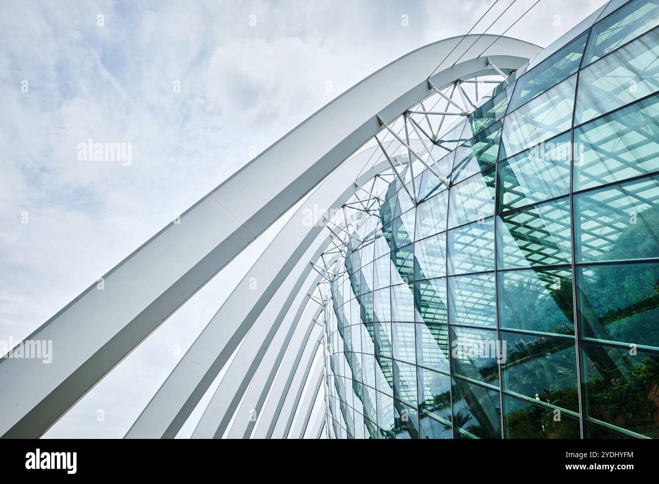 Singapur - 18. August 2024: Cloud Forest and Flower Dome Gewächshäuser in Gardens by the Bay Stockfoto
