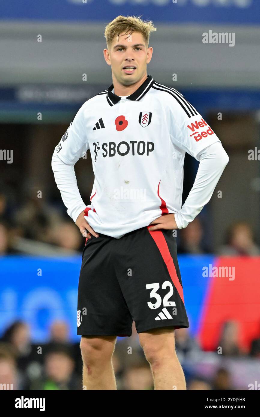 Emile Smith Rowe of Fulham während des Premier League-Spiels Everton gegen Fulham im Goodison Park, Liverpool, Vereinigtes Königreich. Oktober 2024. (Foto: Cody Froggatt/News Images) in Liverpool, Großbritannien am 26.10.2024. (Foto: Cody Froggatt/News Images/SIPA USA) Credit: SIPA USA/Alamy Live News Stockfoto