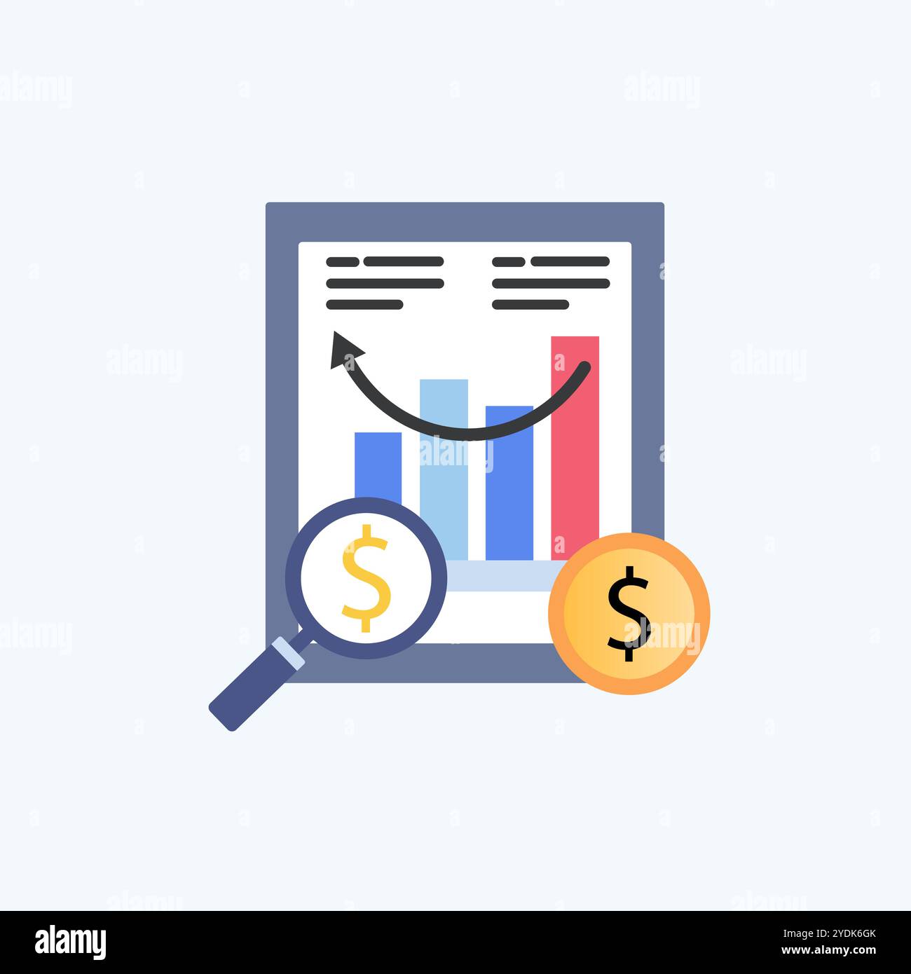 Kostenanalyse Symbol Vektorgrafik Bild. Stock Vektor