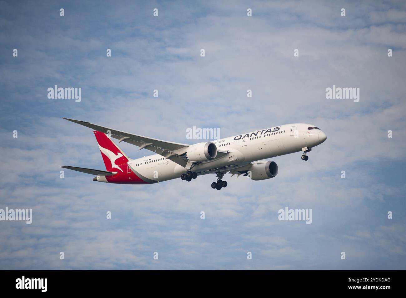 02.08.2023, Singapur, Republik Singapur, Asien, Passagierflugzeug der australischen Fluggesellschaft Qantas Airways vom Typ Boeing 787-9 Dreamliner Stockfoto
