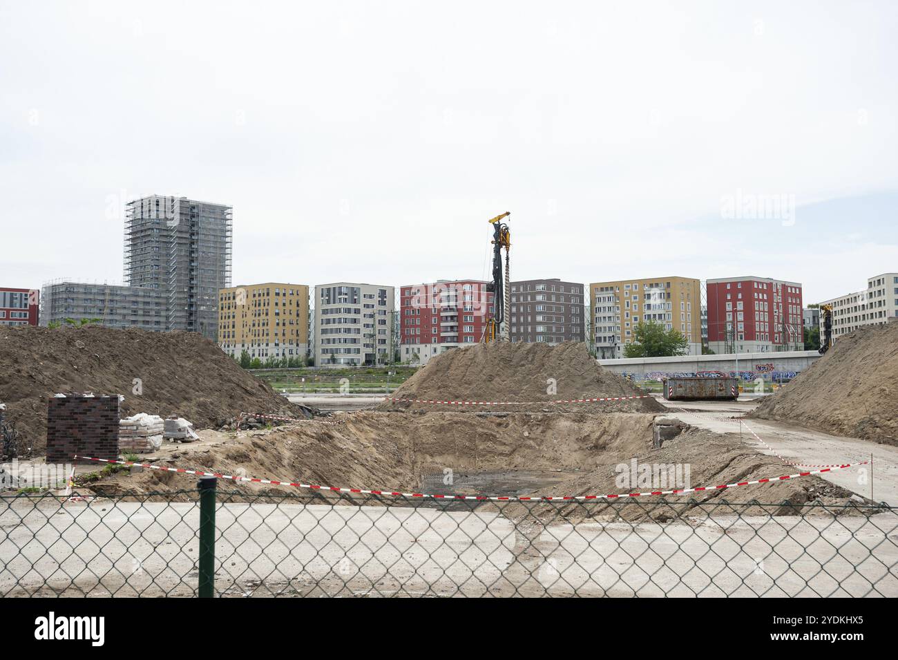 10 Jun 2019, Berlin, Deutschland, Europa, Blick von der Heidestraße auf neue Wohngebäude am Rande der Europacity in Berlin-Moabit, Europa Stockfoto