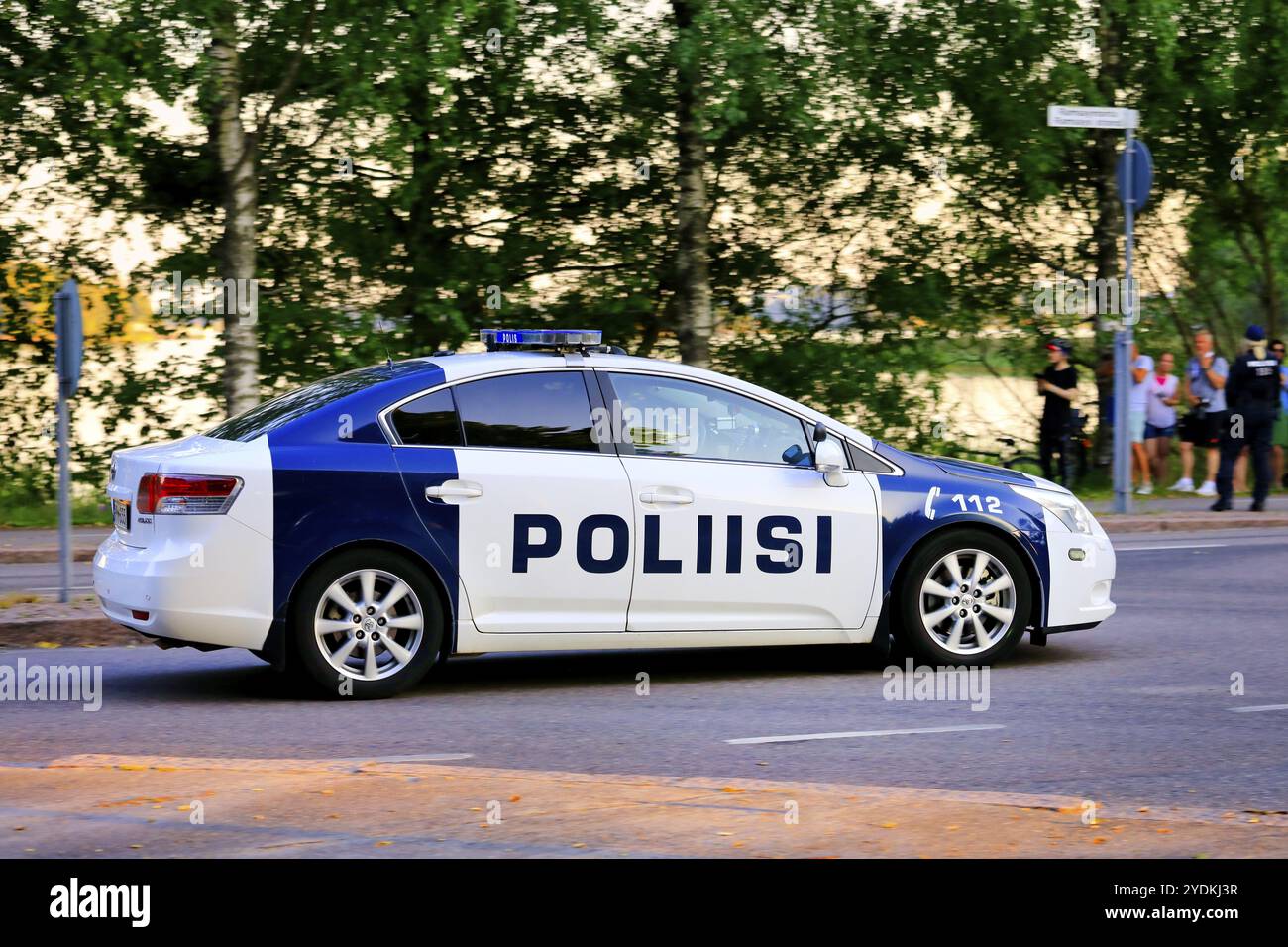 Helsinki, Finnland. Juli 2018. Toyota Polizeifahrzeug in Helsinki für das historische Treffen der US-Präsidenten und der russischen Präsidenten in Helsinki 2018 Stockfoto