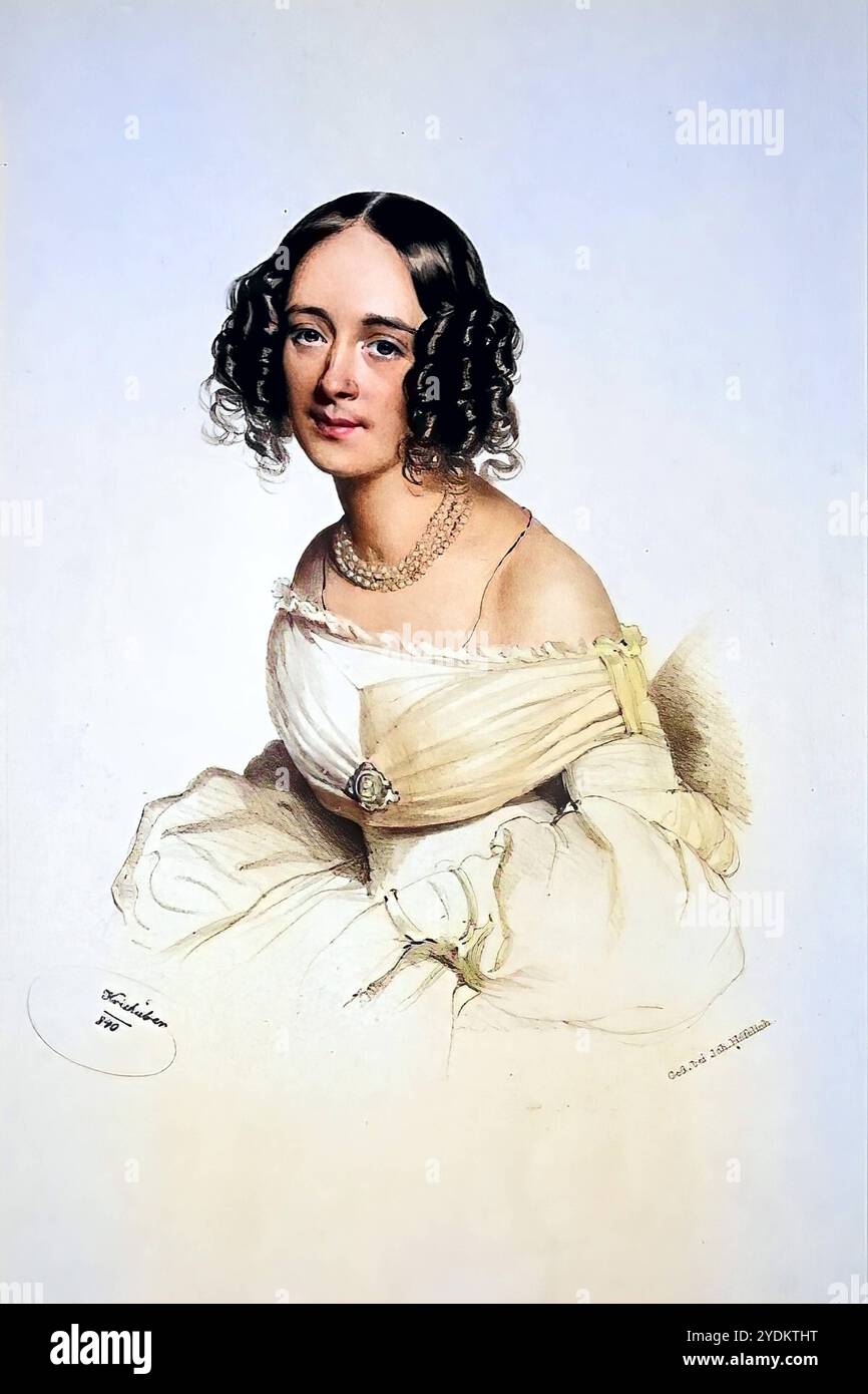 Laura Pawlikowska, geb. Gräfin Baroni-Cavalcabo 1810-1892, Frau des Kunstsammlers Johann Gualbert Ritter von Pawlikowsky, Historisch, Digital restauri Stockfoto