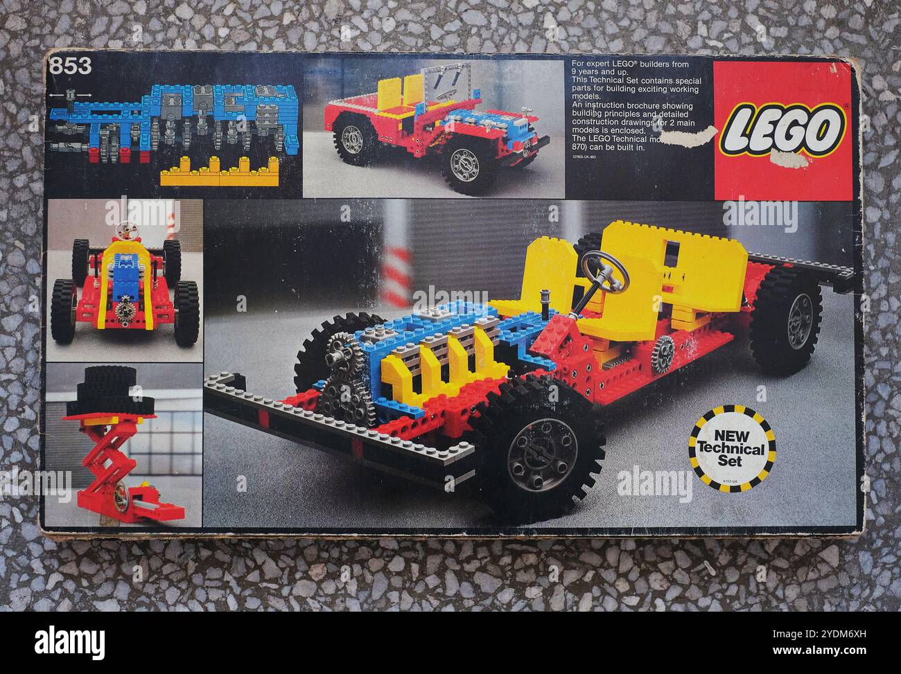 Original Lego Technic Auto Set 853 Box und Teile verkauft in Australien um 1978 Stockfoto