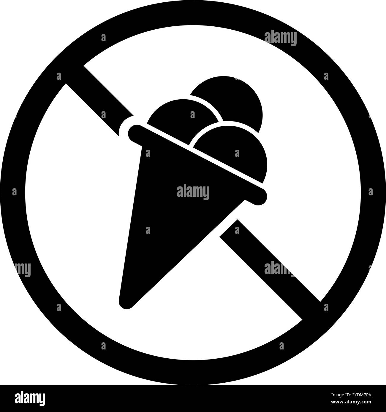 Keine Eiscreme-Silhouette-Symbol. Diät-Symbol. Editierbarer Vektor. Stock Vektor