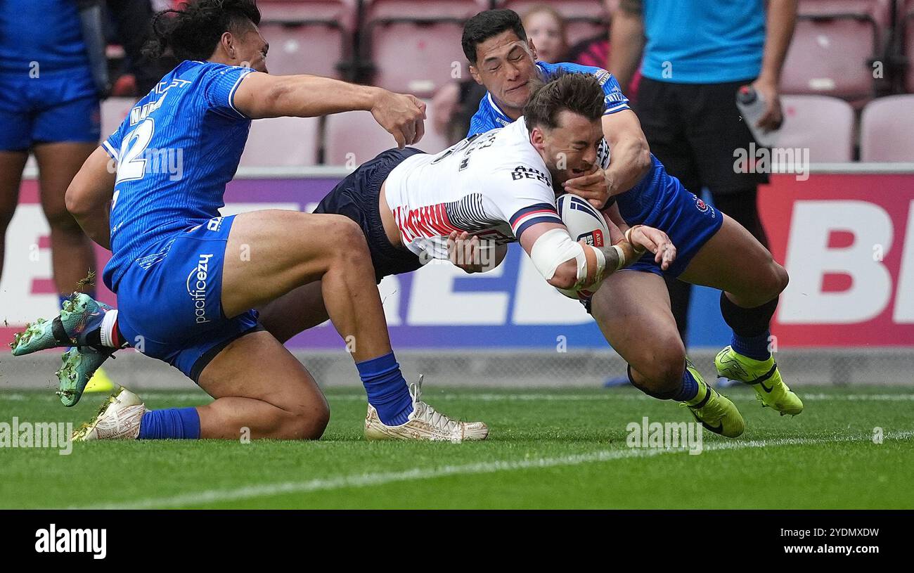 Der Engländer Matty Ashton spielt beim Spiel der International Rugby League im Brick Community Stadium in Wigan. Bilddatum: Sonntag, 27. Oktober 2024. Stockfoto
