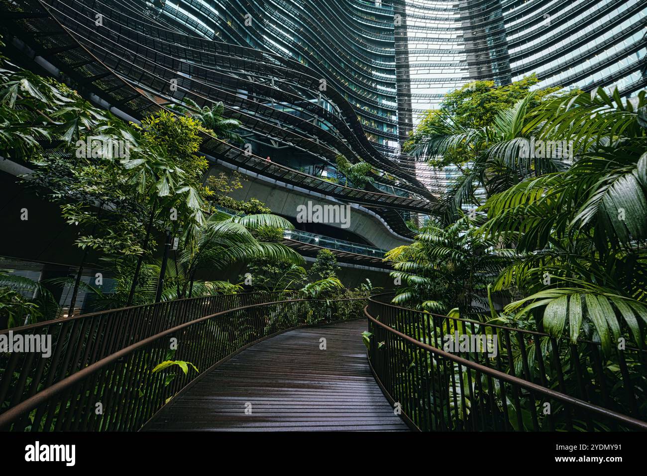 Singapur - 13. August 2024: Die Architektur und der Garten der Marina One Residences mit einem zentralen Garten und Wanderwegen im Innenhof Stockfoto