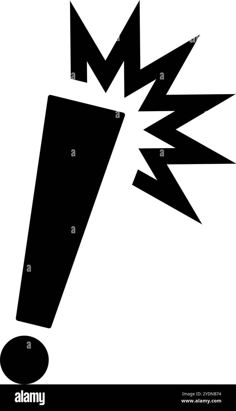 Auffälliges Symbol für überraschende Silhouette. Symbol für Ausrufezeichen der Reaktion. Symbol für starke Wirkung. Editierbarer Vektor. Stock Vektor