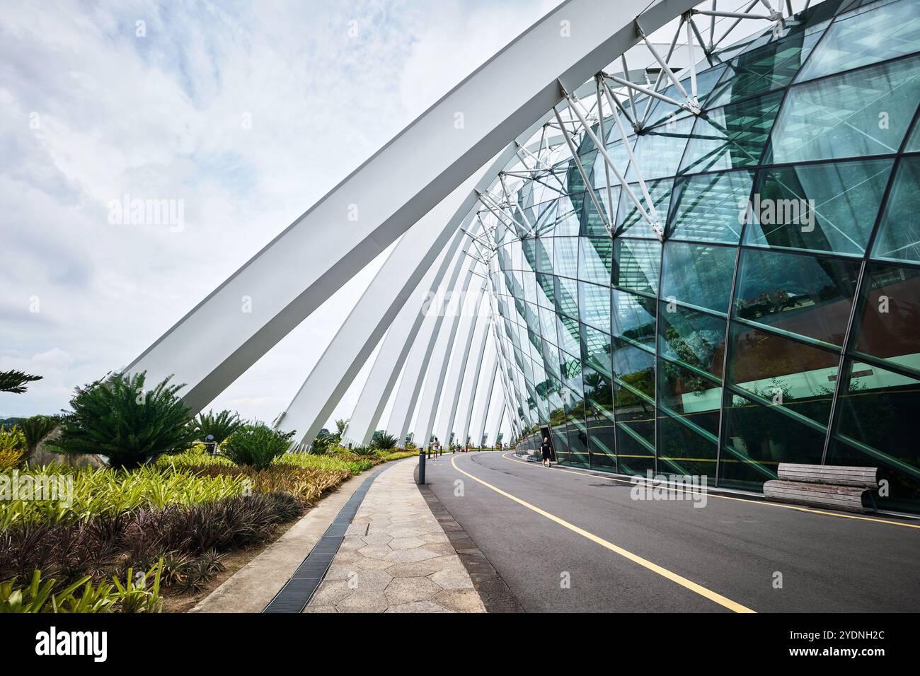 Singapur - 18. August 2024: Cloud Forest and Flower Dome Gewächshäuser in Gardens by the Bay Stockfoto